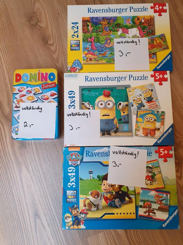 Puzzle Domino Spiel Minions Paw Patrol Einhorn in Pyrbaum