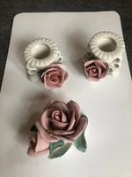 Porzellan Rose + 2 Kerzenhalter rosa weiß grün Baden-Württemberg - Böblingen Vorschau