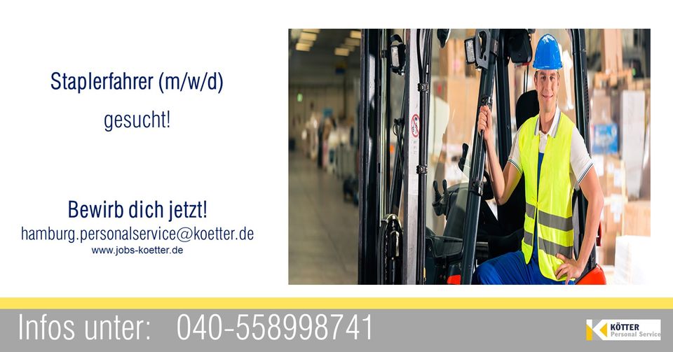 Hamburg - Dein Vollzeit Job als Staplerfahrer (m/w/d) ! AB 15€ / Std.    (IHH) in Hamburg