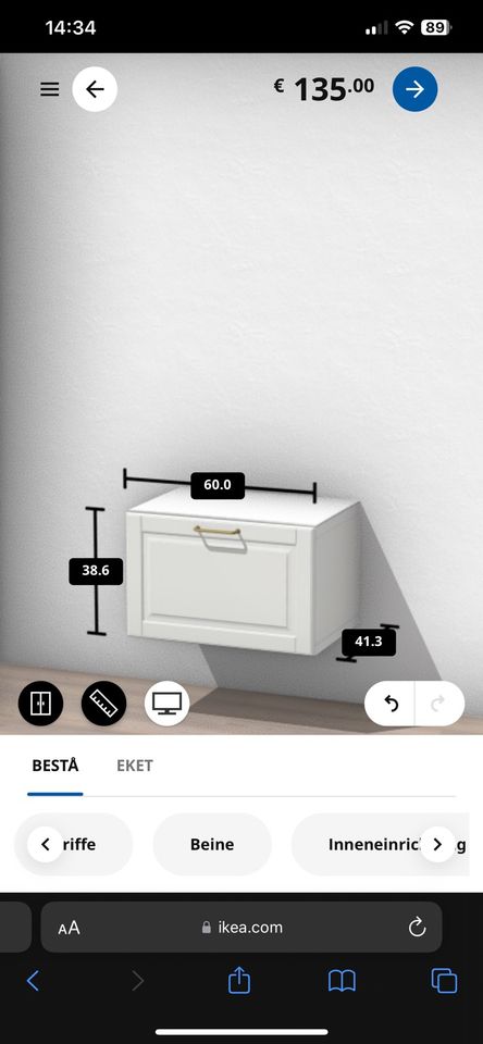 2x IKEA BESTA/SMEVIKEN Nachttische/Hängeschränke 60x45x39cm weiß in Düsseldorf