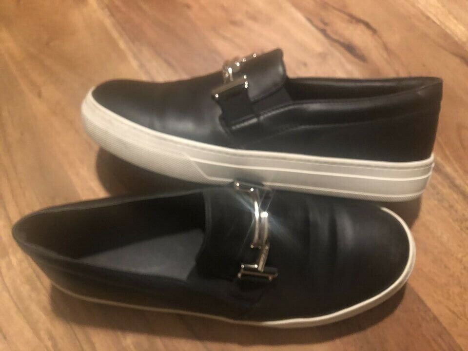 Tods Double T Slipper Slipons schwarz Leder Silber 38 in Gütersloh