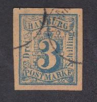 Briefmarke Postmarke Hamburg 3 Schilling von 1859 - schönes Stück Niedersachsen - Südergellersen Vorschau