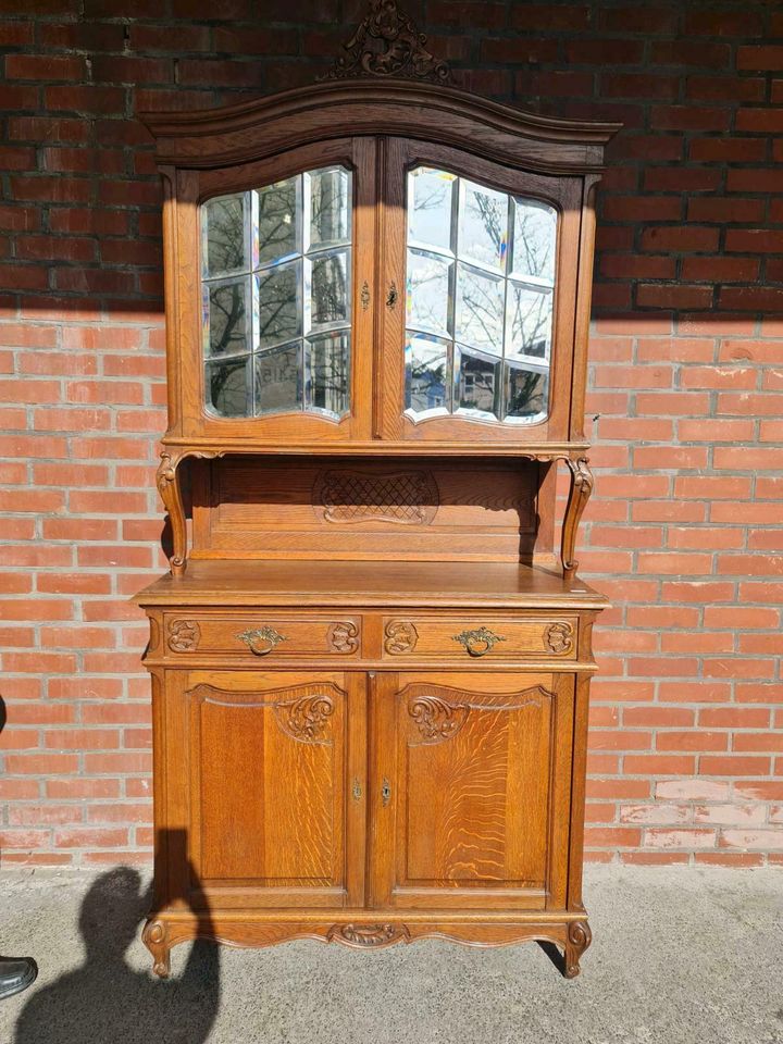 Antik Jugendstil Buffet Anrichte Schrank Eichenholz Kommode Massi in Groß-Gerau