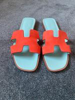 Hermès Oran Sandalen, Gr.37,5, orange/mint *wie neu* Niedersachsen - Hambühren Vorschau