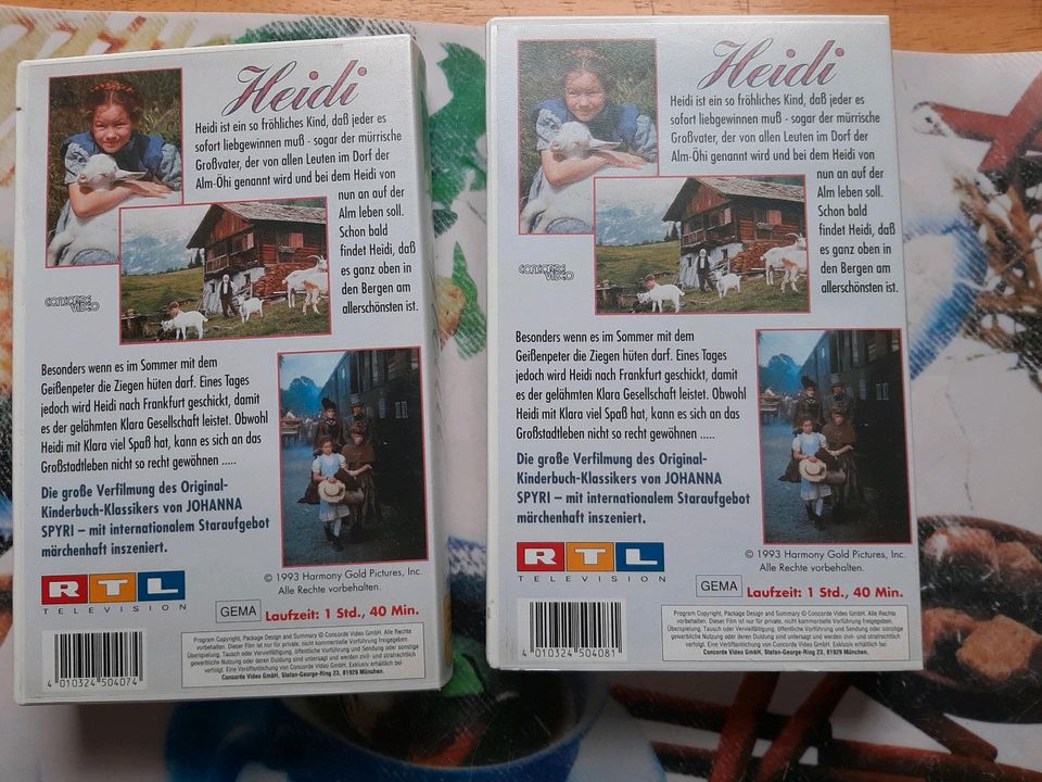2 VHS Videokassetten von Heidi Teil 1,2 von 1993 in Hürth
