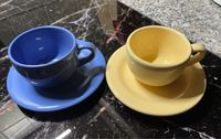 2 Espressotassen mit Untertassen Retro gelb blau *TOP* Hessen - Bischoffen Vorschau