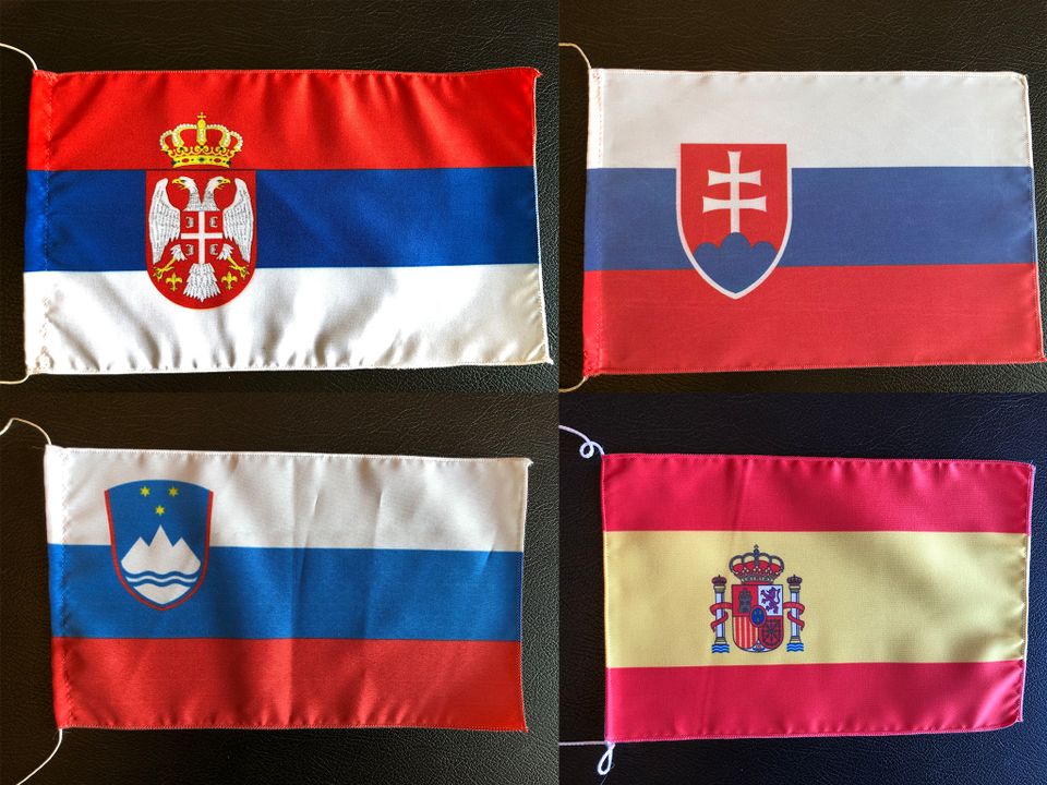 Stoffflaggen verschiedener Ländern 24x15cm (+ Stab & Ständer) in Betzdorf