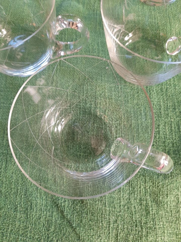 Glas Bowle Set mit 6 Gläsern, Kelle, geschliffen in Lippetal