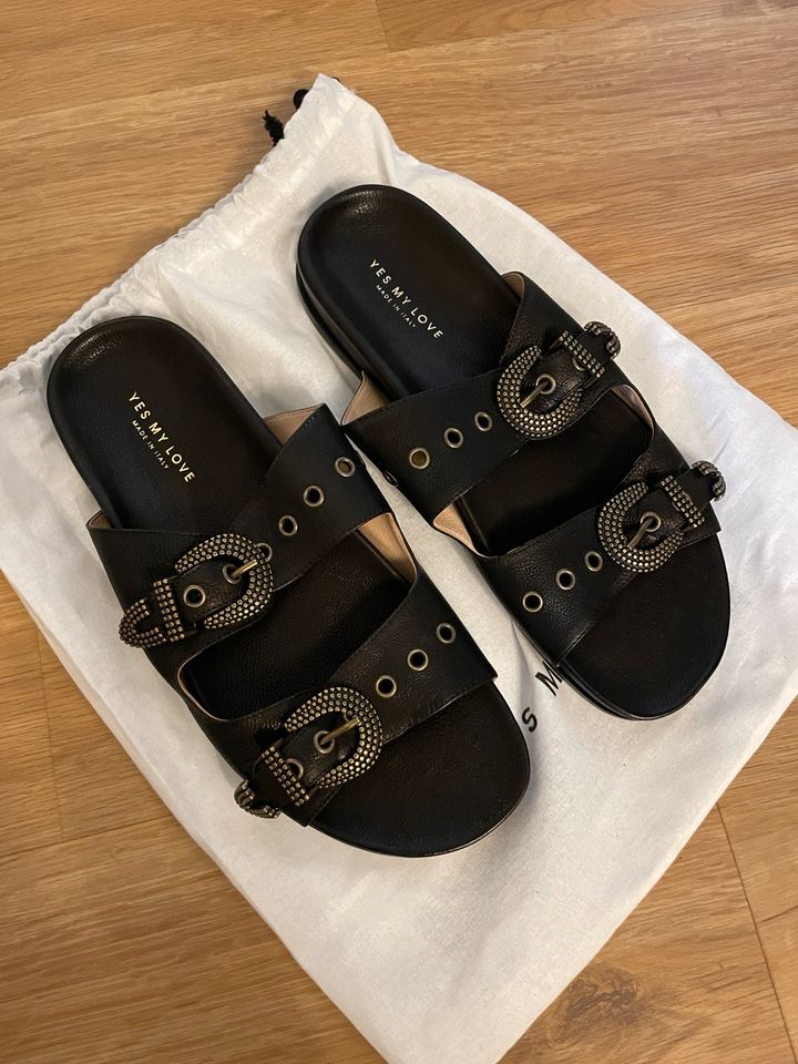 Yes My Love Leder Sandalen Gr. 42 schwarz Gold NEU in Schweinfurt