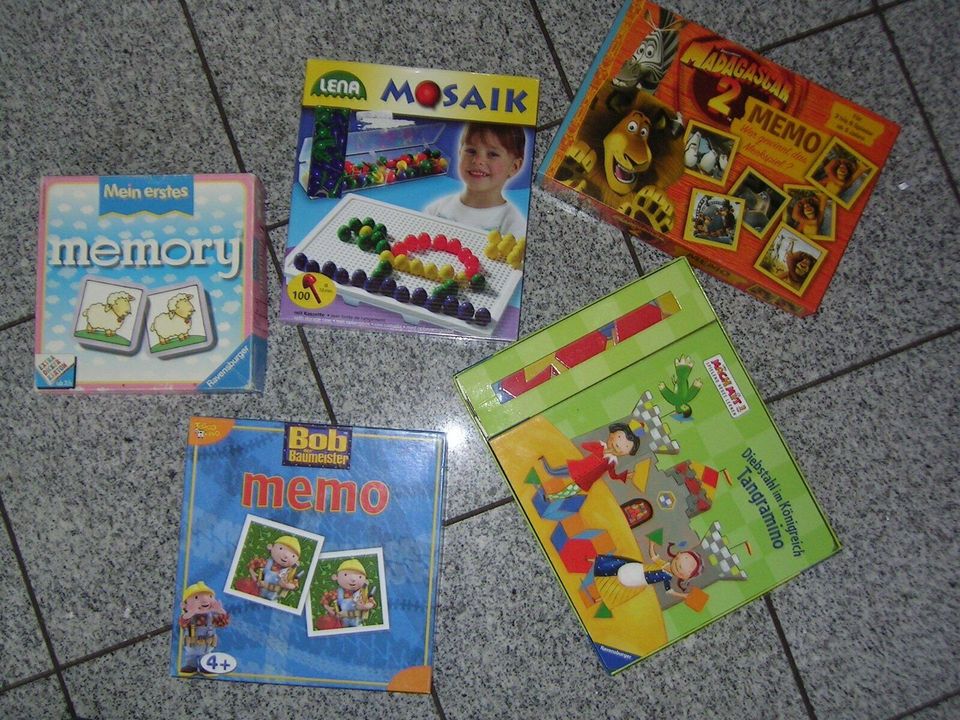 5x SPIELE Paket MEMORY Mosaik Madagascar Bob Baumeister Lernspiel in Kirchberg i. Wald