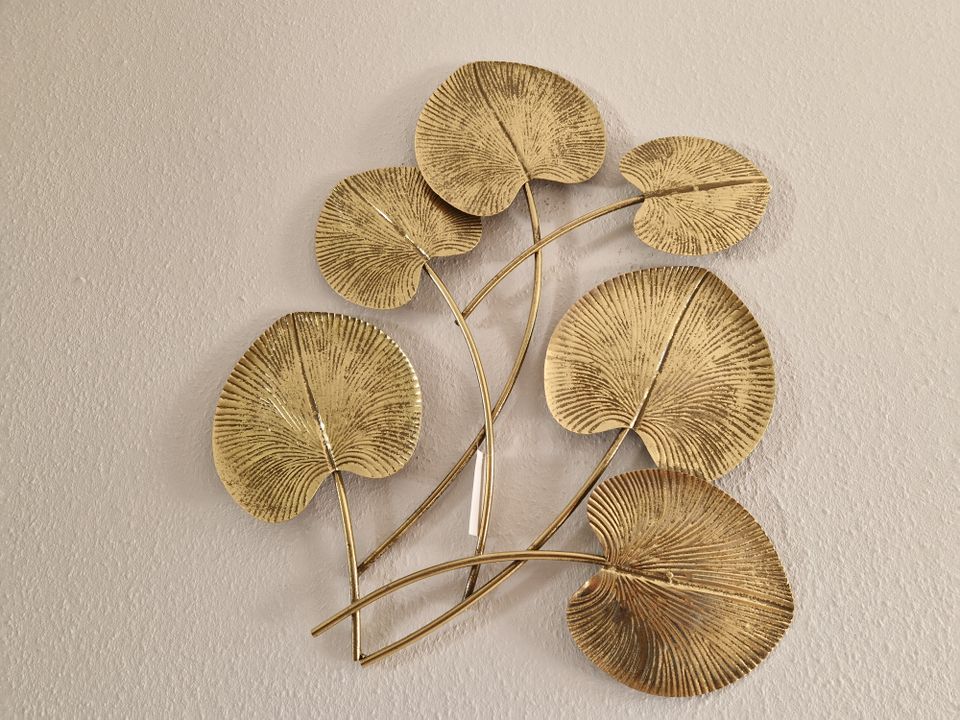 Wanddeko Ornament Blätter Gold Blumen Skulptur 60cm Leben Bild in Bad Schwartau