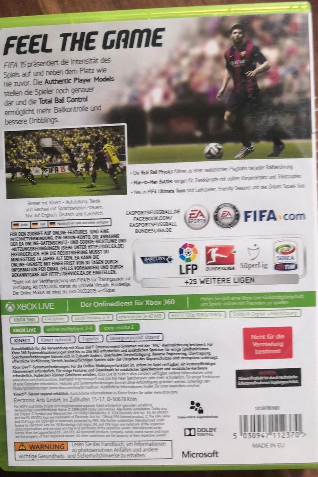 Xbox 360 live Videospiel FIFA 15 Fußball Spiel   wie Neu in Dortmund