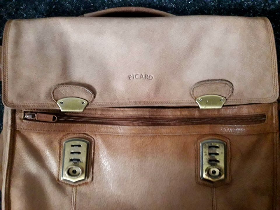 Picard Leder Tasche Aktentasche Umhängetasche Laptop Tasche braun in Fichtelberg