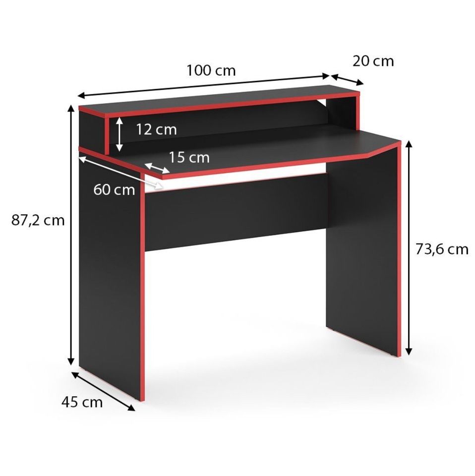 Gaming Tisch/ Schreibtisch schwarz/rot neuwertig in Barsbüttel