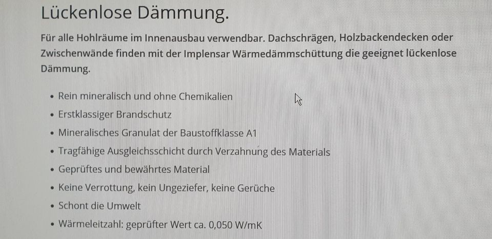 Implensar Theis Hohlraumschüttung 100 Liter Perlite Dämmung in Ahrensburg