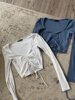 ZARA Crop langarm Shirts weiß blau S Niedersachsen - Harsefeld Vorschau