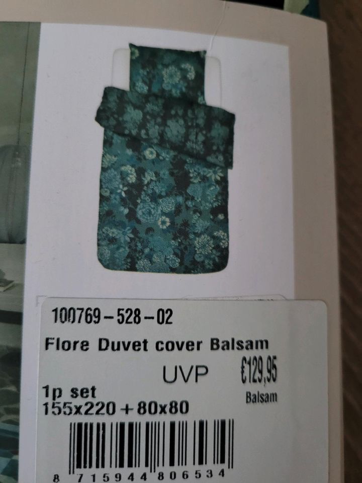 NEU Essenza Bettwäsche 155x220 Cm Flore Duvet Cover Balsam grün in Wetschen