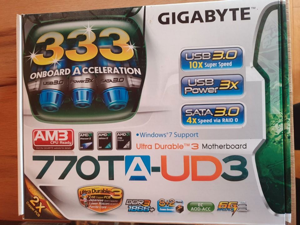 Bundle PC Mainboard Gigabyte 770TA-UD3 Phenom II X4 955 8GB in Sibbesse 