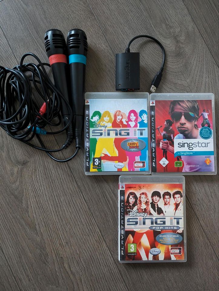 PS3 SingStar 2x Mikrofone, 3 Spiele in Langerwehe