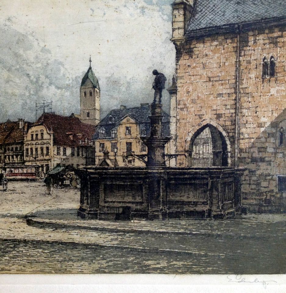 Gerahmtes Bild-Marktplatz von Dortmund um 1900- Josef Eidenberger in Köln