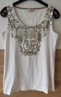 Shirt Top Oui Gr. 42 weiß grau abstrakt Pailletten ärmellos edel Niedersachsen - Bad Pyrmont Vorschau