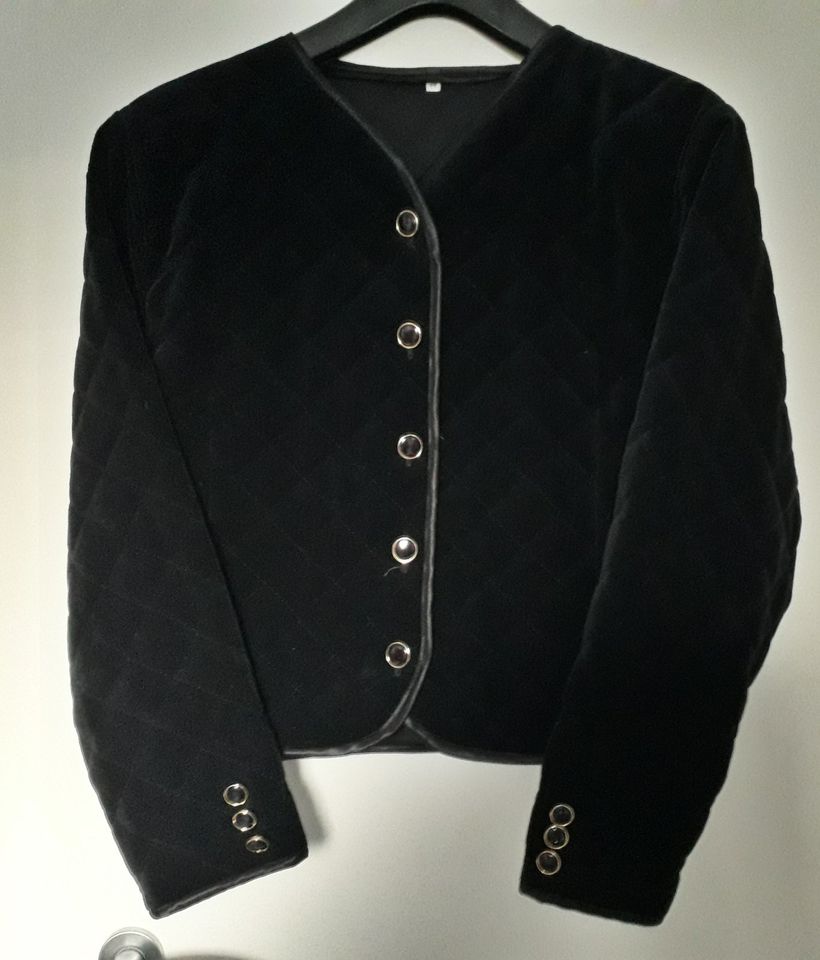 Gothic Jacke Bolero Steppjacke Samt schwarz WGT vintage Gr. 38 in Kemberg