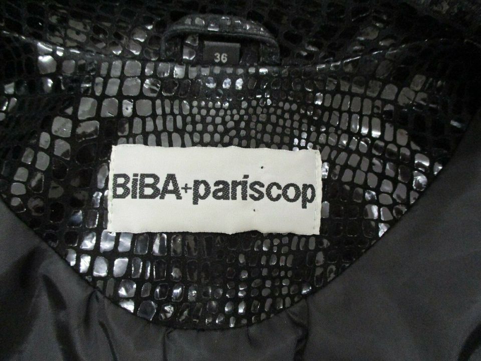 BIBA + pariscop Lederjacke Jacke Leder Krokoprint schwarz Gr 36 in Isny im Allgäu