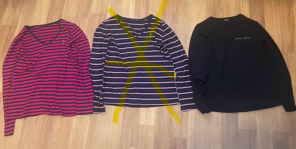 Shirt langarm Ralph Lauren, Armani Jeans, Gr. L, blau, pink in Werl