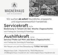 Servicekraft m/w in Teilzeit (Tagesschicht Baden-Württemberg - Maulbronn Vorschau