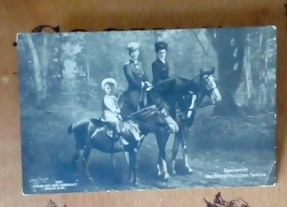 Postkarte 1897 Spazierritt der kronprinzlichen Familie in Schöneck
