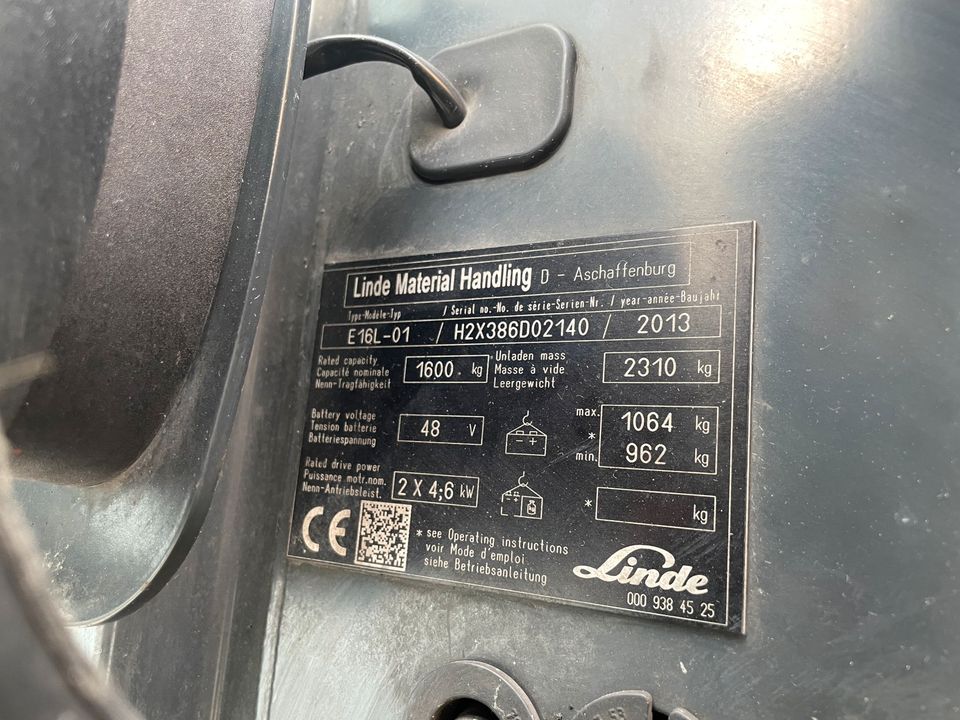 Linde E16 Elektro Gabelstapler 3140mm Hub Vollkabine Batt 2020 in Düsseldorf