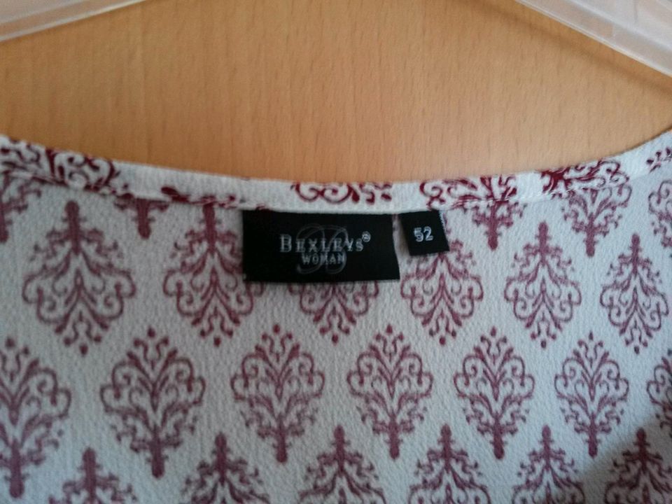 Bluse langarm Bexleys Gr 52 weiß mit rotem Muster in Mantel