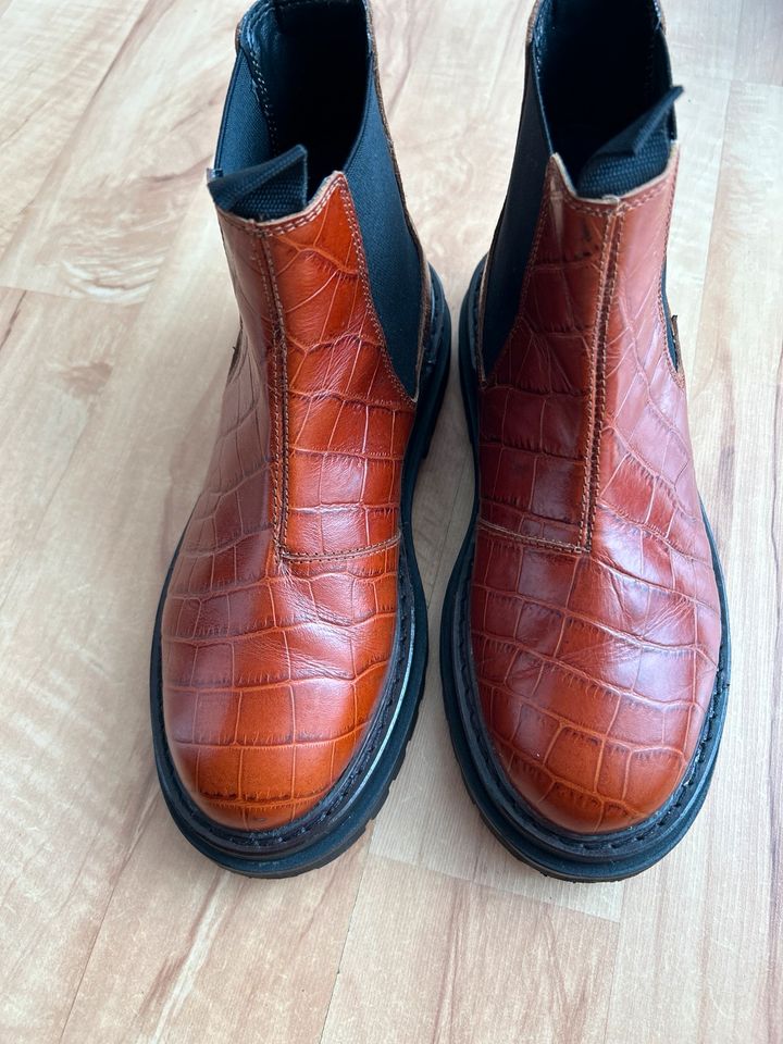 Asos Stiefeletten Chelsea Boots Rostbraun Leder Gr.38 wie neu in Hachenburg