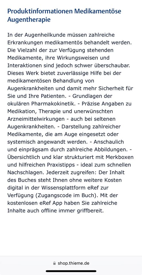 Medikamentöse Augentherapie, Erb,Schlote,6. Aufl., Augenheilkunde in Straubing