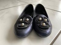 Dunkelblaue Ballerina Schuhe Gr. 37 mit Blüten Applikationen neuw Nordrhein-Westfalen - Zülpich Vorschau