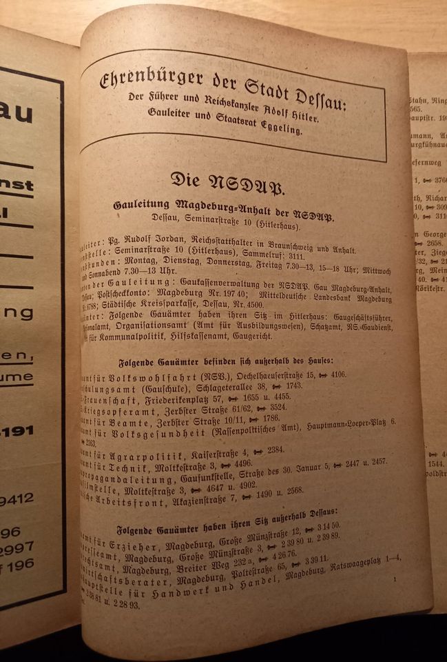 Adressbuch 1938 Dessau und Dessau-Roßlau in Zeitz