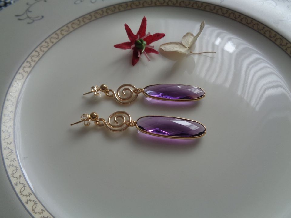 Ohrringe, Gold Filled, mit Amethyst oder Rubin in Wittenberg