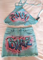 Dolls Kill Set Mini Rock sexy BH Crop top Jeans wie NEU günstig Dresden - Johannstadt Vorschau