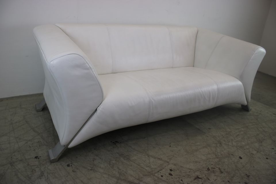 Rolf Benz 322 Club Sofa Zweisitzer Designer Couch Weiß Echt Leder in Berlin