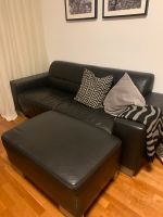 Sofa Couch  Ledercouch Sofa 2 Sitzer m. Hocker schwarz Dortmund - Innenstadt-West Vorschau