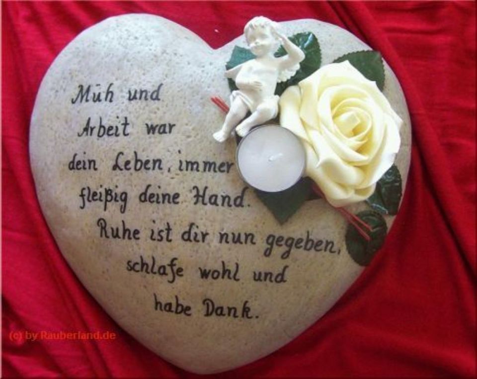 Grabschmuck Herz Spruch 26 x 24 cm WETTERFEST Engel Rose in Röhrsdorf