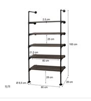 Standregal 165cm hoch, Industriedesign, 5 Ablagefächer Essen-West - Holsterhausen Vorschau