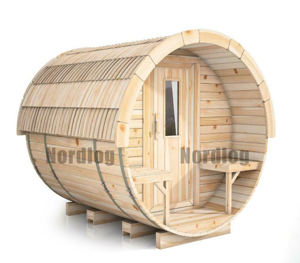 NordLog Fasssauna Ø 1,97 x L 2,4 m Gartensauna Tonnensauna Sauna in Hamburg