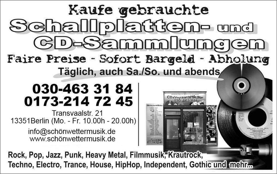 ANKAUF HEAVY METAL,THRASH,BLACK&DEATH CD&LP PLATTEN VINYL KAUFE! in Berlin