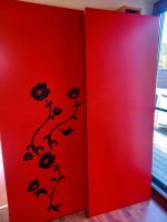Ikea Pax Schiebetüren x2 rot mit schwarzen Blumen Niedersachsen - Hornburg Vorschau