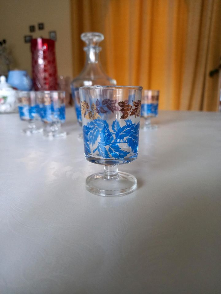 Glaskaraffe mit 6 Gläser für Likör/Schnaps in Vellahn