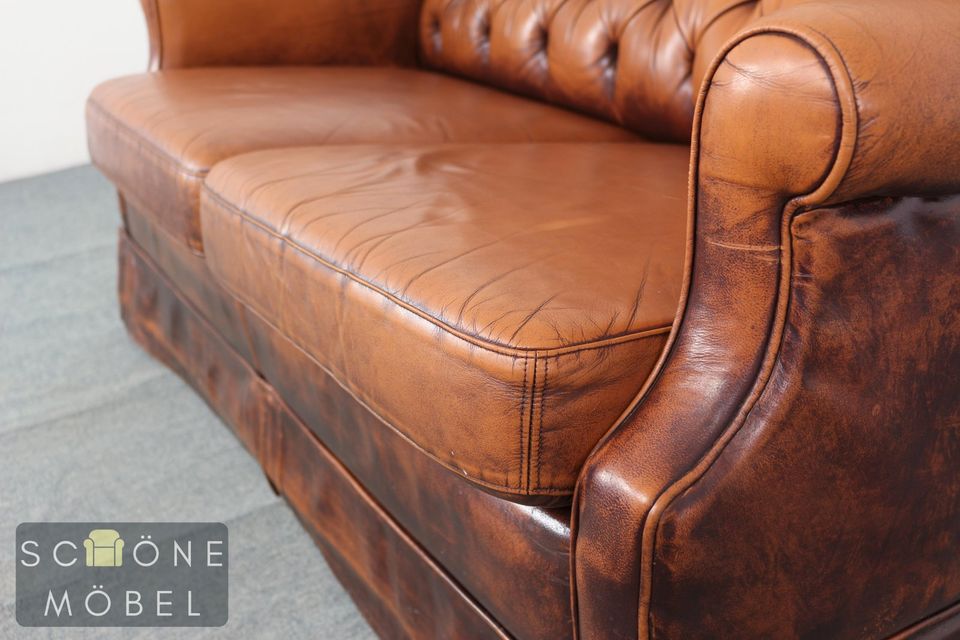 Chesterfield Design 2er Sofa 2 Sitzer Ledersofa Echtleder Leder in Berlin