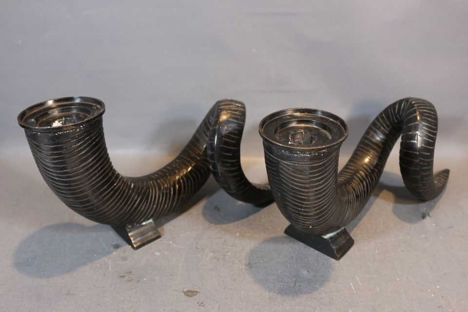 1 Paar vintage Metall Horn - Kerzenständer / LARP / Reenactment in Düsseldorf