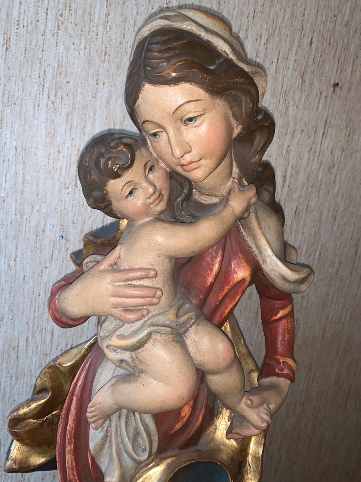 Heiligenfigur Maria Madonna mit Kind 78 cm geschnitzt Holz Jesus in Kaufering