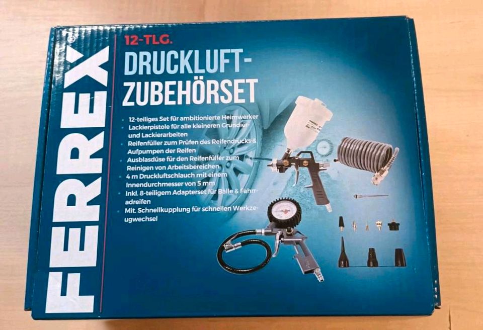 Druckluft-Zubehörset 12 tlg.,Ferrex,Luftprüfer,neu/ovp. in Lübeck